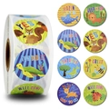 Rouleau d'autocollants de récompense animaux pour enfants avec phrases de motivation en anglais - Motifs de récompense d'animaux en dessin animé / Rond