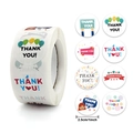 Rouleau de stickers Thank You fleuris avec 8 designs colorés de 2,5 cm pour emballages - Design de Ballon de Dessin Animé (Style B)