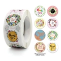 Rouleau de stickers de remerciement de 2,5 cm avec 8 motifs floraux et texte Thank You - Design Floral Végétal (Style A)