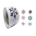 Rolle mit 6 Schneeflocken-Aufklebern für Weihnachtsgeschenke und Dekorationen - Standardgröße / Bunte Schneeflocken (Mehrere Designs)