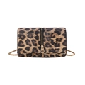 Minimalist leopard print crossbody bag with gold chain strap and decorative zipper detail - Leopard Print