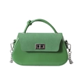 Borsa a tracolla verde erba con patta in pelle scamosciata opaca e catena argento - Verde