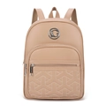 Elegante zaino beige in pelle sintetica da donna con trapuntatura e logo G in metallo - Cachi