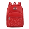 Zaino in pelle PU rossa con ricamo a Y bianco e spalline rosse regolabili - Rosso