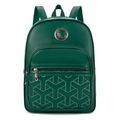 Zaino minimalista verde scuro con trapuntatura geometrica ed emblema G in metallo - Verde