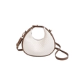 Borsa a mezzaluna in pelle intrecciata bianca con manici marroni e tracolla regolabile - Bianco (Colore a Contrasto)