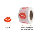 Rouleau de 500 autocollants ronds lèvres rouges 3,8 cm pour décoration de cadeaux - 1,5 pouce (38mm) / Style B (Style Ligne Minimaliste)