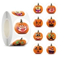 Rouleau d'autocollants citrouille d'Halloween avec huit designs pour décorer les cadeaux - 1 pouce (25mm)