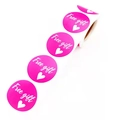 Pink round adhesive labels featuring white Free Gift text and heart icons for packaging - Rose Red