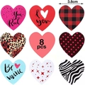 Lot de 8 autocollants en forme de cœur de 3,8 cm avec motifs variés et textes d'amour - Mélange Multi-Motifs (A) / 25mm (1 pouce)