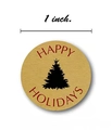 Pegatinas Happy Holidays de papel kraft de 1 pulgada con árbol de Navidad para regalos - 1 pulgada (25mm) / Estilo de Árbol de Navidad de Papel Kraft (A)