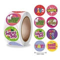 Kinder-Belohnungsaufkleber-Rolle mit 8 bunten 1-Zoll-Motivationsdesigns - 500 Stück/Rolle (1 Zoll / 2,5 cm) / bunt