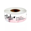 Rouleau d'autocollants Thank You rectangulaires roses pour colis de PME - Style Cœur Aquarelle(A)