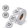 Rouleau d'autocollants ronds blancs avec texte Free Gift Just For You et bordure noire - Style Noir & Blanc Simple (D)