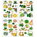 Lot de quatre planches d'autocollants Saint-Patrick avec trèfles et motifs leprechaun - 4 Feuilles/Lot