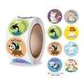 Rotolo di adesivi animali da 2,5 cm con motivi a cartoni animati colorati per bimbi - Stile B (Polari e Animali Domestici)