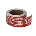 Rol van 2x3 inch rode breekbare waarschuwingsstickers met tekst Handle With Care en Bedankt - 25*75mm / Rood
