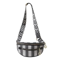 Borsa a tracolla con motivo a scacchi bianchi e neri e spallina larga geometrica - Nero