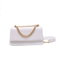 Chic white shoulder bag with crocodile pattern finish and golden chain handle - White