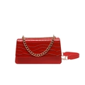Red crocodile pattern shoulder bag with glossy patent leather and gold chain strap - Red
