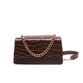 Sac à rabat marron foncé à motif crocodile avec chaîne dorée et bandoulière réglable - Marron