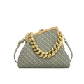 Bolso gris de rayas con cadena dorada gruesa y correa ajustable para mujer - Verde