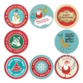 Set di 8 adesivi natalizi tondi con Babbo Natale e pupazzo di neve per decorazioni - 1 pollice (25mm)