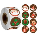 Lot de 8 autocollants de Noël festifs en rouleau pour enveloppes et cadeaux de fête - 1 pouce (25mm)