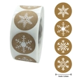 Weihnachtliche Schneeflocken-Aufkleber aus Kraftpapier, 2,5 cm Rolle mit 4 Designs - Schneeflockenmuster Stil A / 1 Zoll