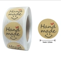 Pegatinas hechas a mano de papel kraft de 1 pulgada con corazones rojos y sonrisas - Hecho a Mano (Sonrisa)