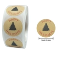 Rollo de etiquetas Happy Holidays de papel kraft de 2,5 cm con diseño de abetos - Felices Fiestas