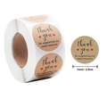 Brown kraft paper Thank You stickers roll with red hearts for small business packaging - 1 Inch / Kraft Color (THANK YOU)