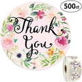 Rouleau de 500 autocollants fleurs aquarelle Thank You pour emballage cadeau - Style Floral Aquarelle A / 1 pouce (25mm)