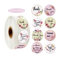 500 pcs floral Thank You sticker roll with 8 different botanical designs for packaging - Small Style