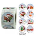Rouleau d'autocollants Joyeux Noël 38mm avec 8 motifs festifs assortis du Père Noël - Ensemble de 8 Motifs de Noël (A) / 500 Feuilles/Rouleau