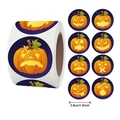 Autocollants de citrouille d'Halloween pour sacs de bonbons, étiquettes rondes de 3,8 cm - Style de Visage de Citrouille (X-129) / 1,5 pouce (38mm)