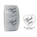 Pegatinas blancas corazón Thank You en rollo de 1 pulgada para sellar regalos y pan - Corazón Blanco Gracias (A) / 25mm