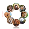 Rouleau d'autocollants d'animaux sauvages avec motifs lion tigre et panda pour enfants - 8 Styles d'Animaux Réalistes (A) / 1 pouce (25 mm) - 500 feuilles/rouleau