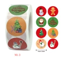 Rouleau de stickers de Noël 25mm avec 8 motifs festifs dont Père Noël et bonhomme de neige - Style Bonhomme de Neige et Bonhomme de Pain d'Épice (C)