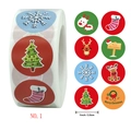 Rouleau de stickers de Noël 25mm avec motifs rennes et flocons pour scellage cadeau - Style Éléments Festifs (A)