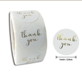 Roll of 1-inch white and gold foil Thank You stickers for gift sealing and decoration - 1 inch (25mm) / White Gold Stamping (A)