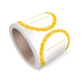 Macro-opname van beschrijfbare ronde stickers op rol met gele geometrische rand en lijnen - 2 inch (50mm) / Geel