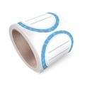 Rol ronde beschrijfbare witte etiketten met blauwe randen voor glazen potten - 2 inch (50mm) / Blauw