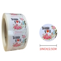Rouleau stickers de remerciement fleuris 1 pouce étiquettes rondes pour cadeaux mariage - Style Fleur Coeur (A) / 1 pouce (25mm)