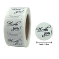 Witte 1-inch Thank You stickers op rol met zwarte tekst voor cadeauverpakking - 25mm / Witte Achtergrond Zwarte Letters Bedankt (A)