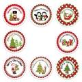 Rouleau de 8 autocollants de Noël assortis avec motifs de casse-noisettes, pingouins et Père Noël - 1 pouce (25mm)