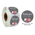 Autocollants ronds Thank You avec fleurs sur rouleau gris pour emballage, taille 1 pouce - Thank You For Your Order (Style Floral Gris)