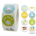 Rollo de pegatinas de recompensa con animales en 8 diseños para motivar a niños y alumnos - 1 pulgada/25mm (500 hojas/rollo) / Multicolor 8 Patrones (A)