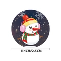 Rouleau d'autocollants bonhomme de neige de Noël avec ciel étoilé bleu, taille 2,5 cm - 1 pouce (25mm) / Série Bonhomme de Neige (A)