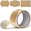 Roll of brown kraft paper labels with decorative wave and cloud shaped edge designs - 50*75mm / Brown